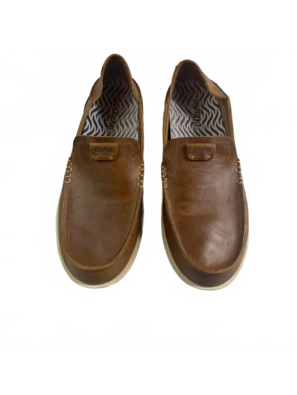 Mens Olukai Kakaha Leather Slip on Loafers